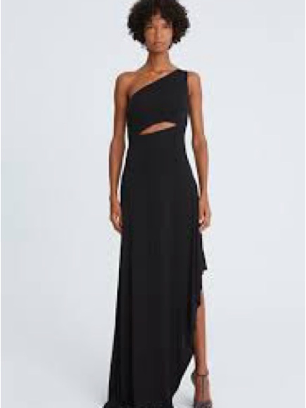 Halston Heritage Black One-Shoulder Cutout Gown